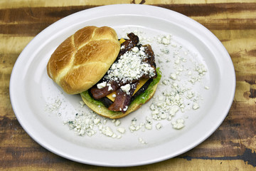Blue cheese bacon hamburger