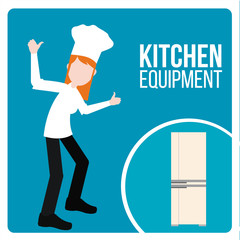 kitchen equipment illustration over blue color background