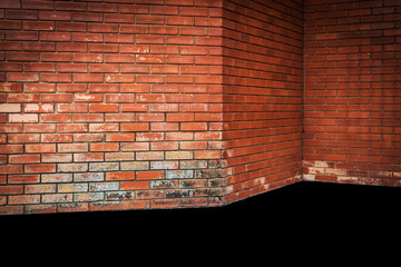 brick wall texture background with empty floor