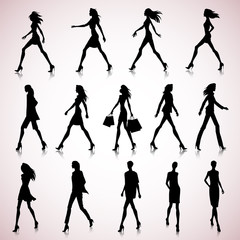 Set of walking fashion women
