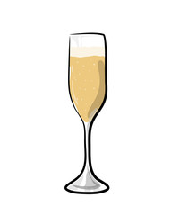Champagne Glass, a hand drawn vector illustration of a glass of champagne.