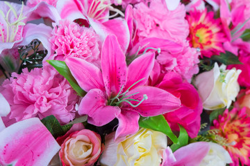 Close up colorful bunch of beautiful flowers.
