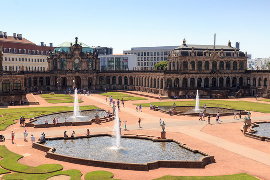 Park Zwingergarten with Glockenspiel pavilion inside the palace Zwinger, Dresden