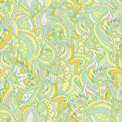 Vector colorful paisley wave seamless pattern