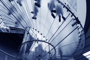 Modern Glass Staircase Silhouette of walking People in shanghai china