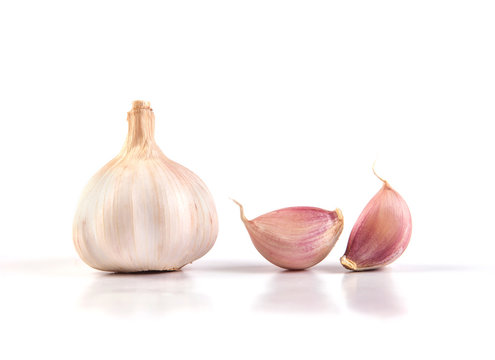 garlic on white background