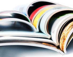 stack of colorful magazines