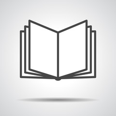Black book icon isolated on grey background