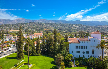 U.S.A., California, Santa Barbara, panoramic view from the Court House - obrazy, fototapety, plakaty