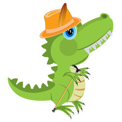 Cartoon of the dinosaur in hat