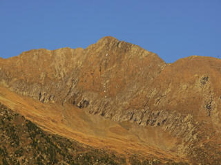 Mountain face in the evening sunlight