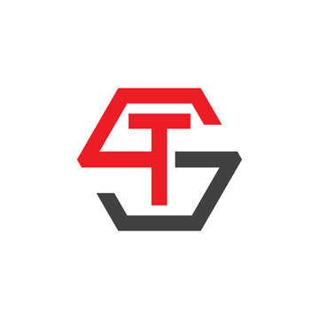 TS or ST letters, red hexagon S logo shape