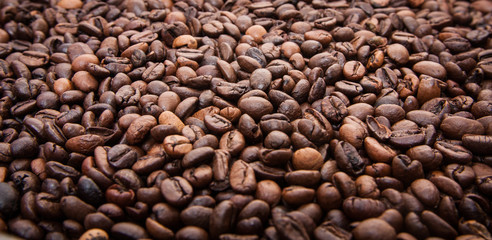 Roasted coffee beans background concept