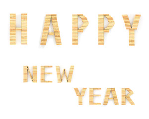 Happy New Year in shape from wooden