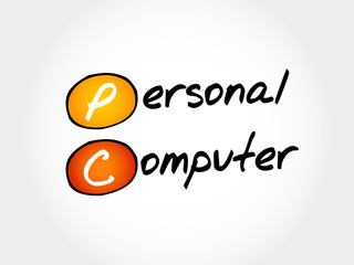 PC Personal Computer, acronym business concept