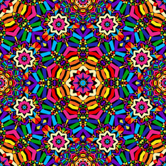 bright circular seamless kaleidoscope pattern - obrazy, fototapety, plakaty