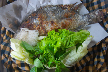 Fish grilled with salt is thai food.
