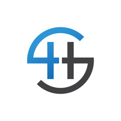 HS or SH letters, blue circle S logo shape