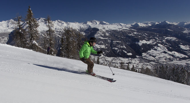Skifahrer am Hochstein bei Lienz