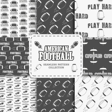 College american football team seamless pattern collection in