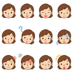 女性の表情　顔アイコン