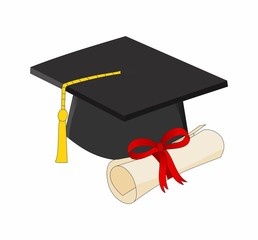 Graduation cap with diploma