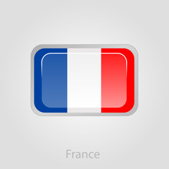 France flag button, vector illustration