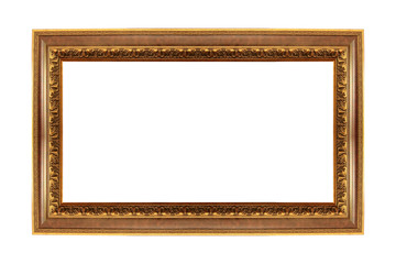 Fototapeta premium Wooden vintage frame isolated on white background