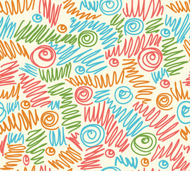 Seamless abstract hand-drawn waves pattern, wavy background. 