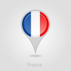 France flag pin map icon, vector illustration