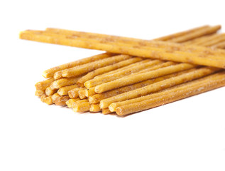 salted pretzels on a white background