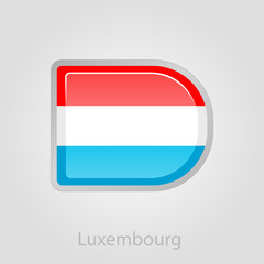Luxembourg flag button, vector illustration