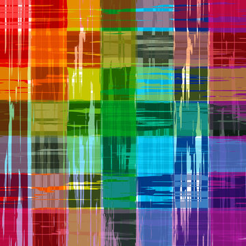 Abstract rainbow color paint grunge plaid art pattern background
