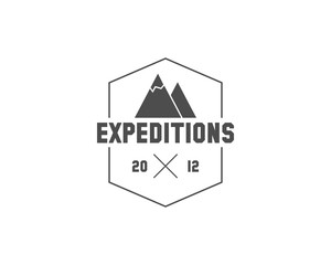 Vintage mountain expedition camping badge, outdoor logo, emblem