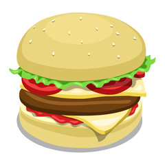 Hamburger color vector illustration