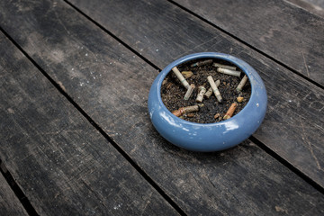 ashtray on wood table