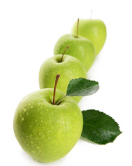 Ripe green apples isolated on white