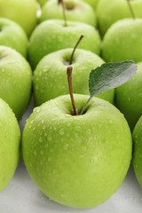 Ripe green apples close up