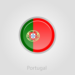 Portugal flag button, vector illustration