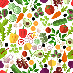 Salad ingredients seamless pattern