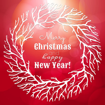 Christmas and New Year illustration with wreath