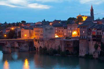View of the Albi, France at night
