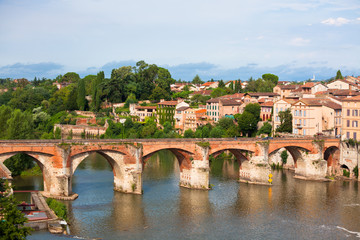 Fototapeta premium View of the August bridge in Albi, France