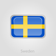 Sweden flag button, vector illustration