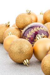 Fototapeta na wymiar Golden christmas balls