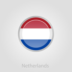 Netherlands flag button, vector illustration