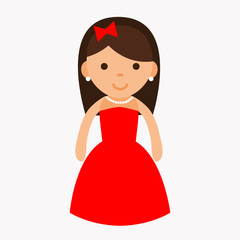 cartoon girl in red dress