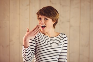 Attractive short hair woman surprised