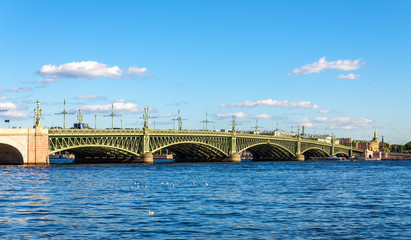 Fototapeta na wymiar View of Trinity Bridge in Saint Petersburg - Russia
