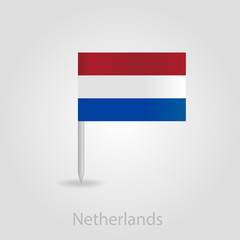 Netherlands flag pin map icon, vector illustration